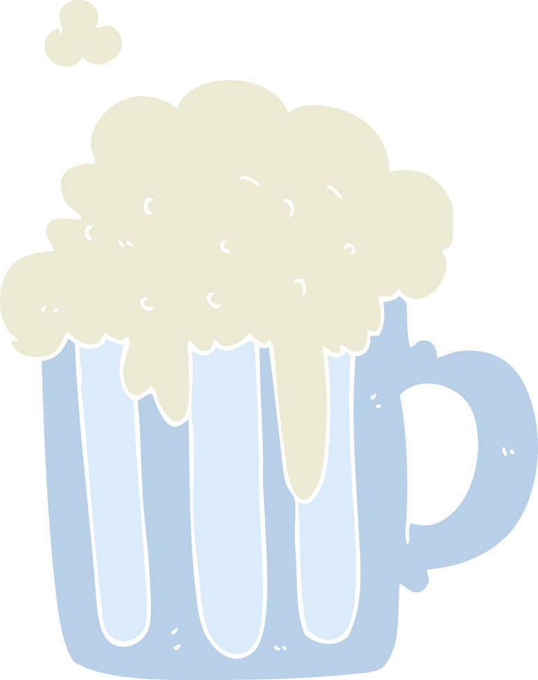 ilustración de color plano de una cerveza espumosa de dibujos animados vector