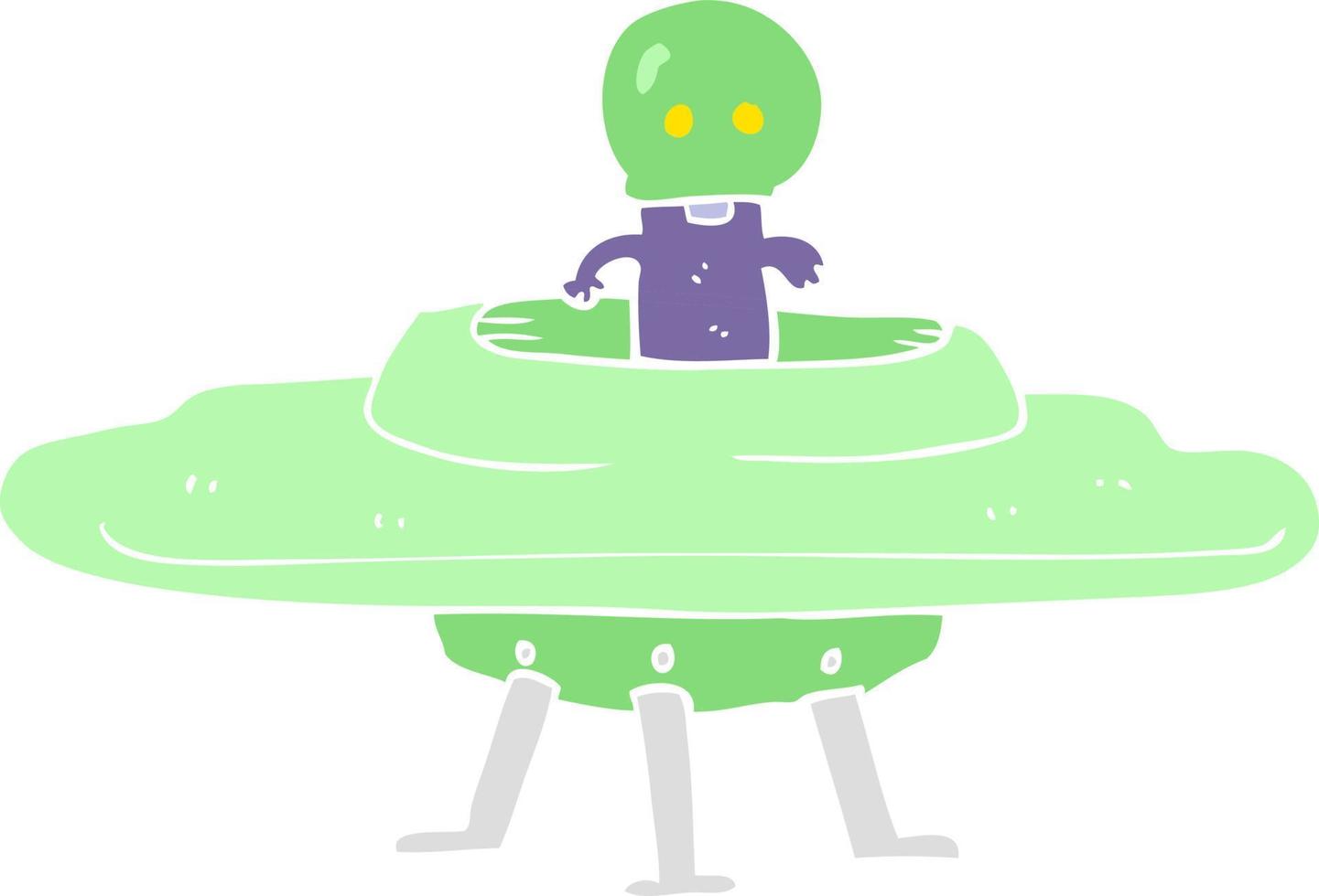 flat color illustration of a cartoon flying saucer vector