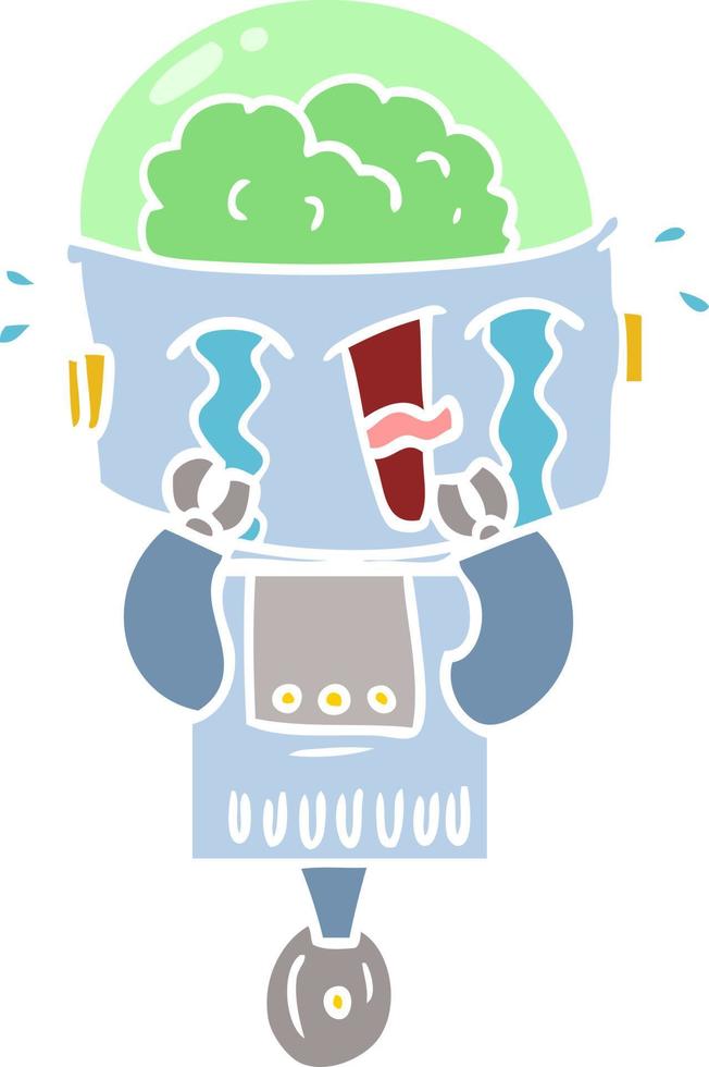 flat color style cartoon crying robot vector