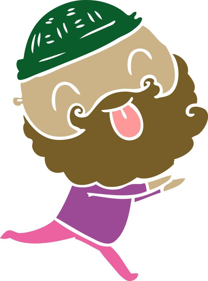 running man with beard sticking out tongue vector