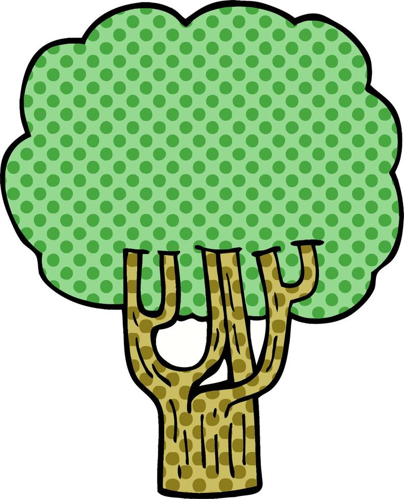 cartoon doodle blooming tree vector