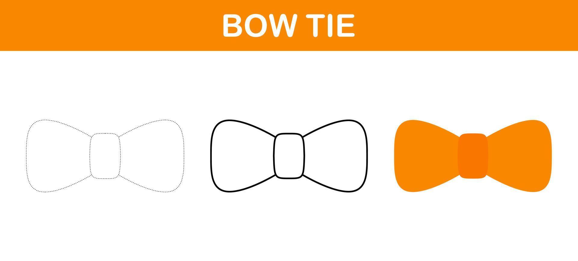 Bow Tie tracing and coloring worksheet for kids vector