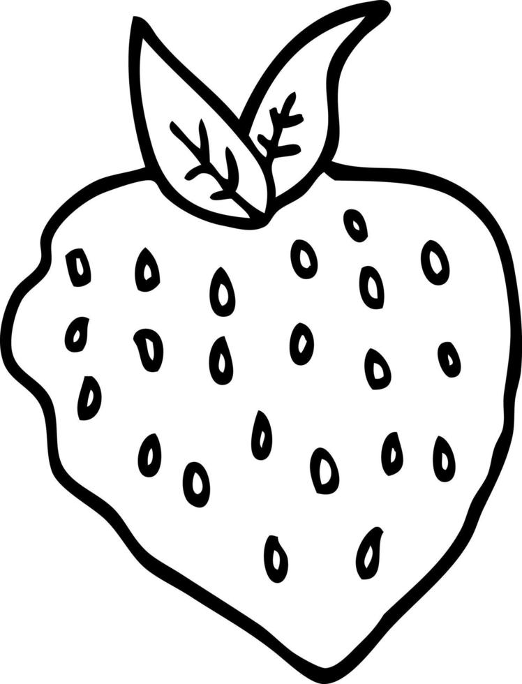 line drawing cartoon strawberry vector