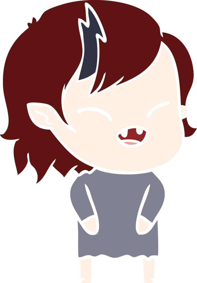 flat color style cartoon laughing vampire girl vector