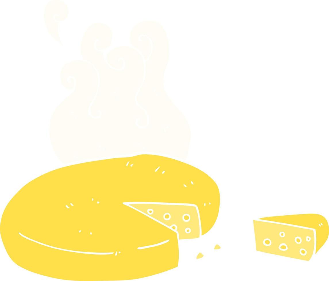 flat color illustration of a cartoon cheese vector