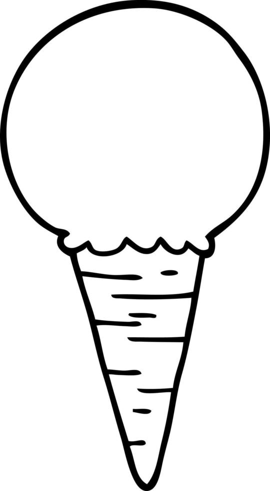 line drawing cartoon ice cream cone vector