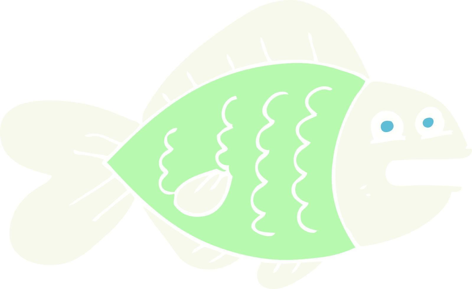 flat color illustration of a cartoon funny fish vector