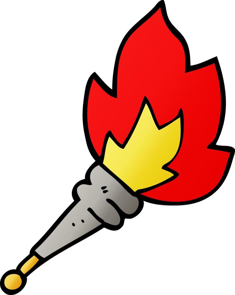 cartoon doodle flaming torch vector