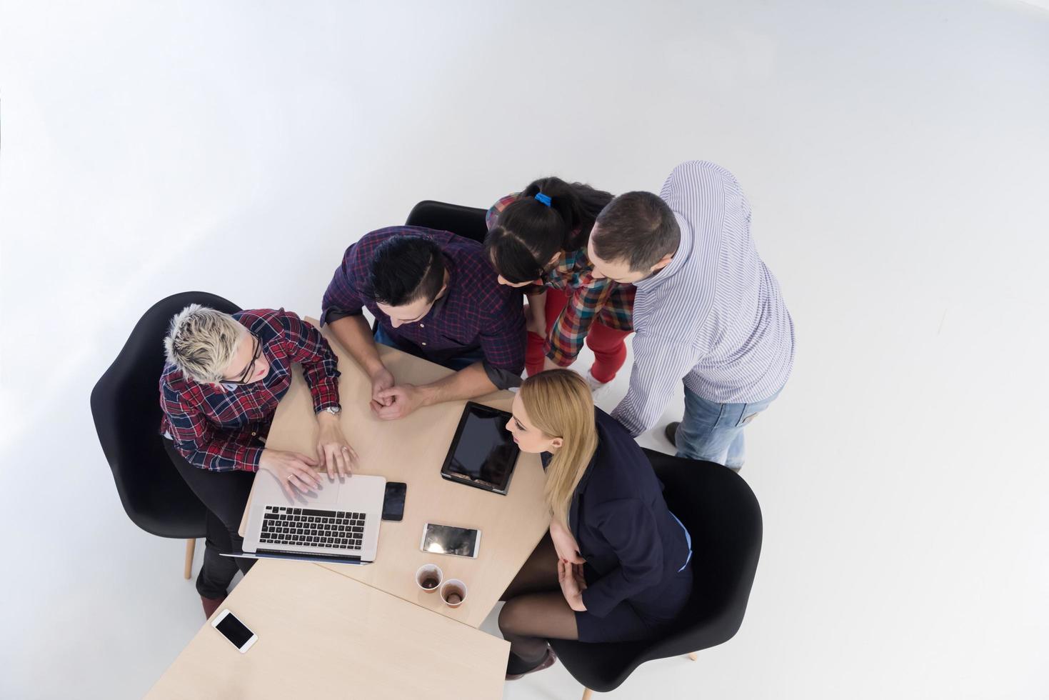 vista aérea del grupo de personas de negocios en reunión foto