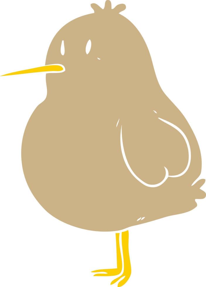 cute flat color style cartoon kiwi bird vector