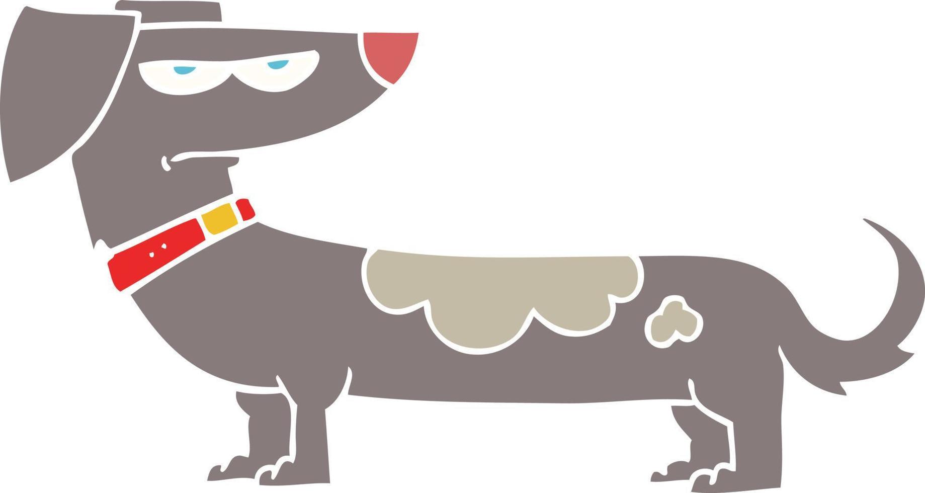 flat color illustration of a cartoon annoyed dog vector