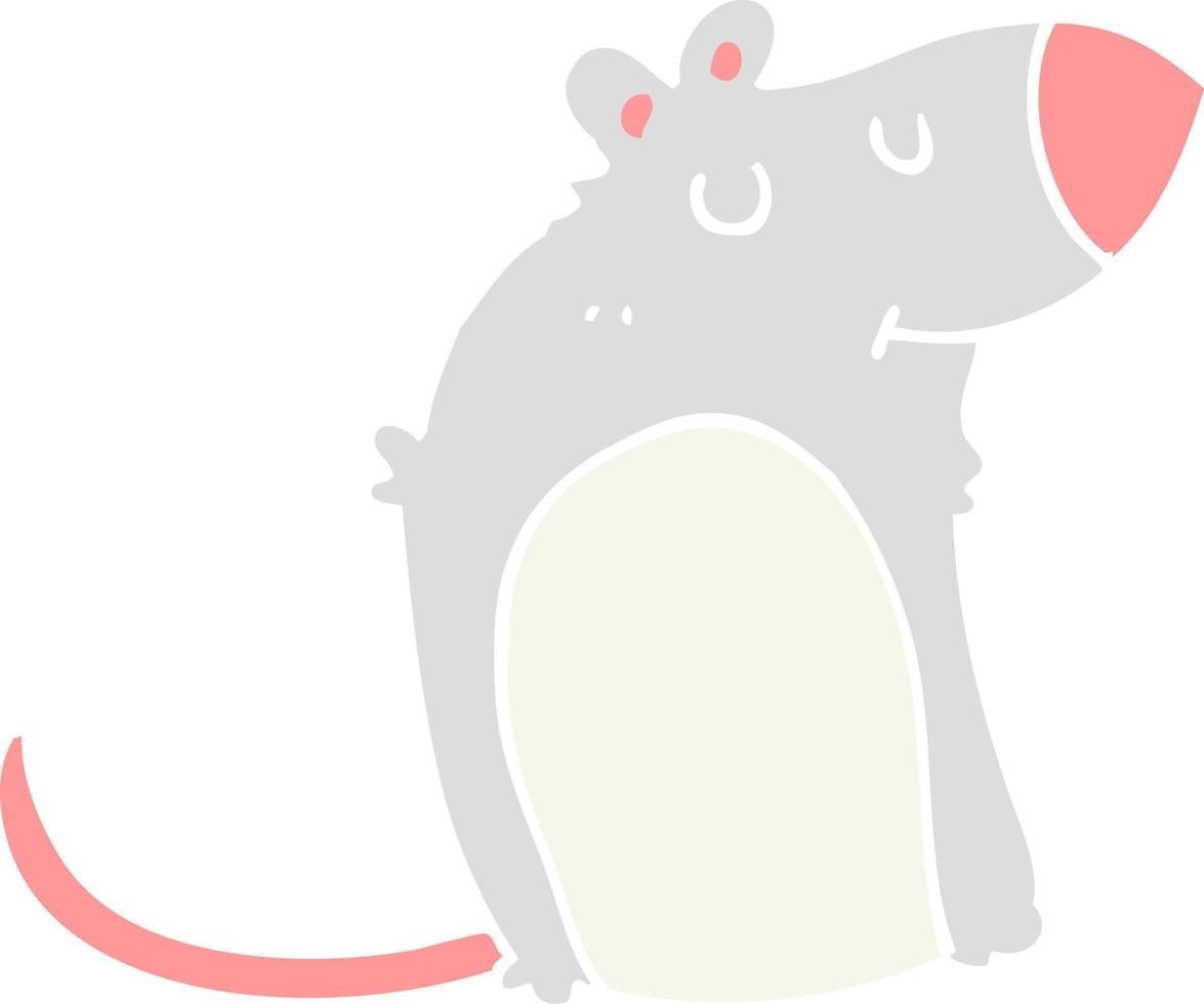 flat color style cartoon fat rat vector