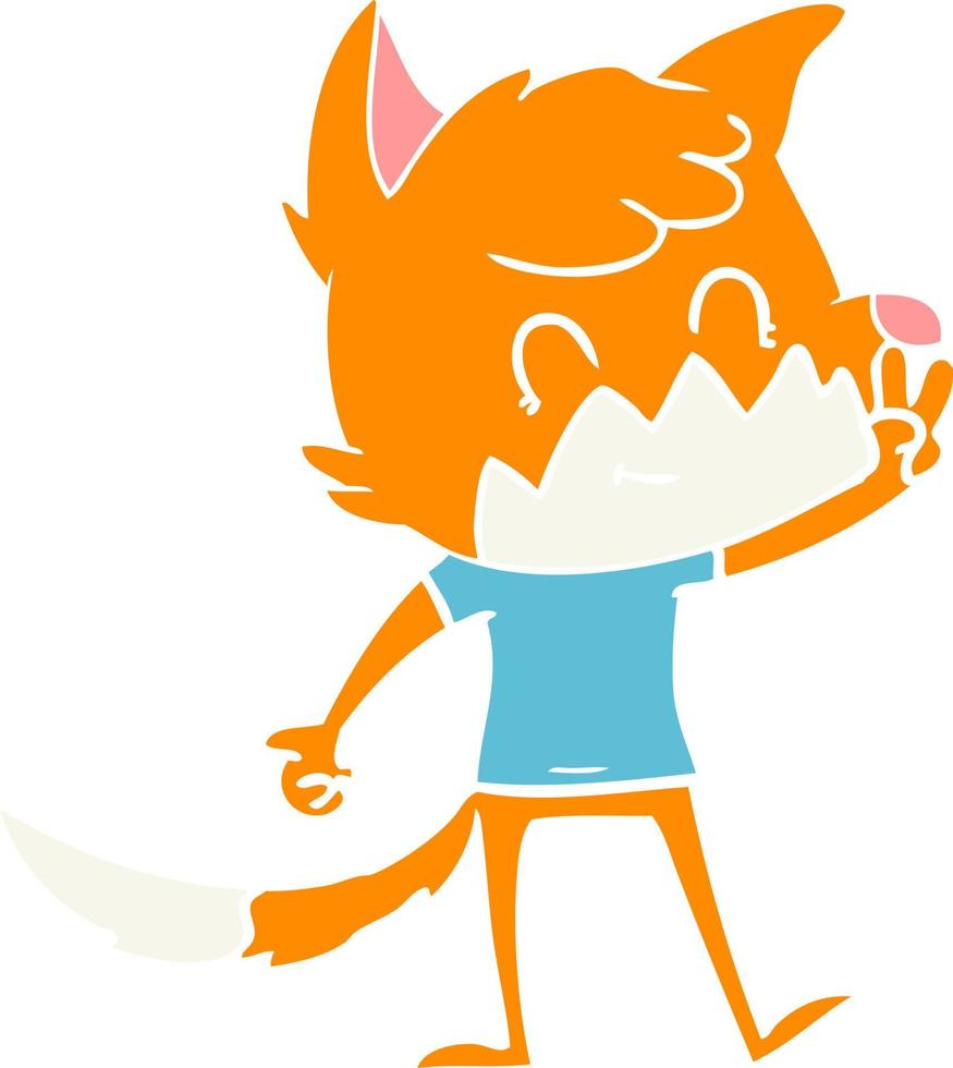 flat color style cartoon friendly fox vector