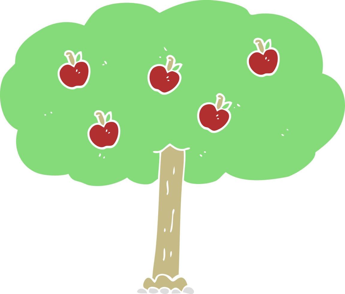 flat color illustration of a cartoon apple tree vector