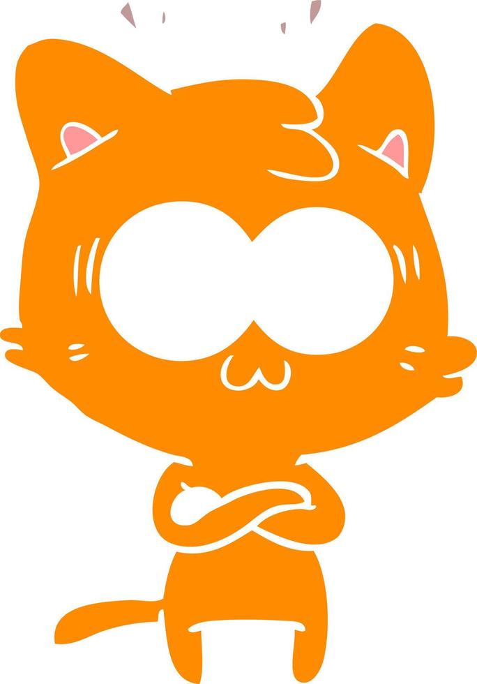flat color style cartoon surprised cat vector