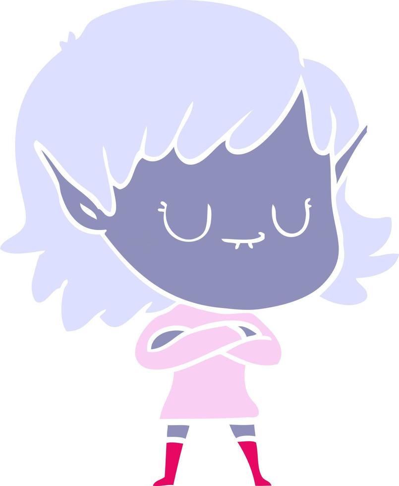 niña elfa de dibujos animados de estilo de color plano feliz vector