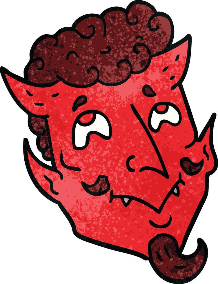 cartoon doodle devil face vector