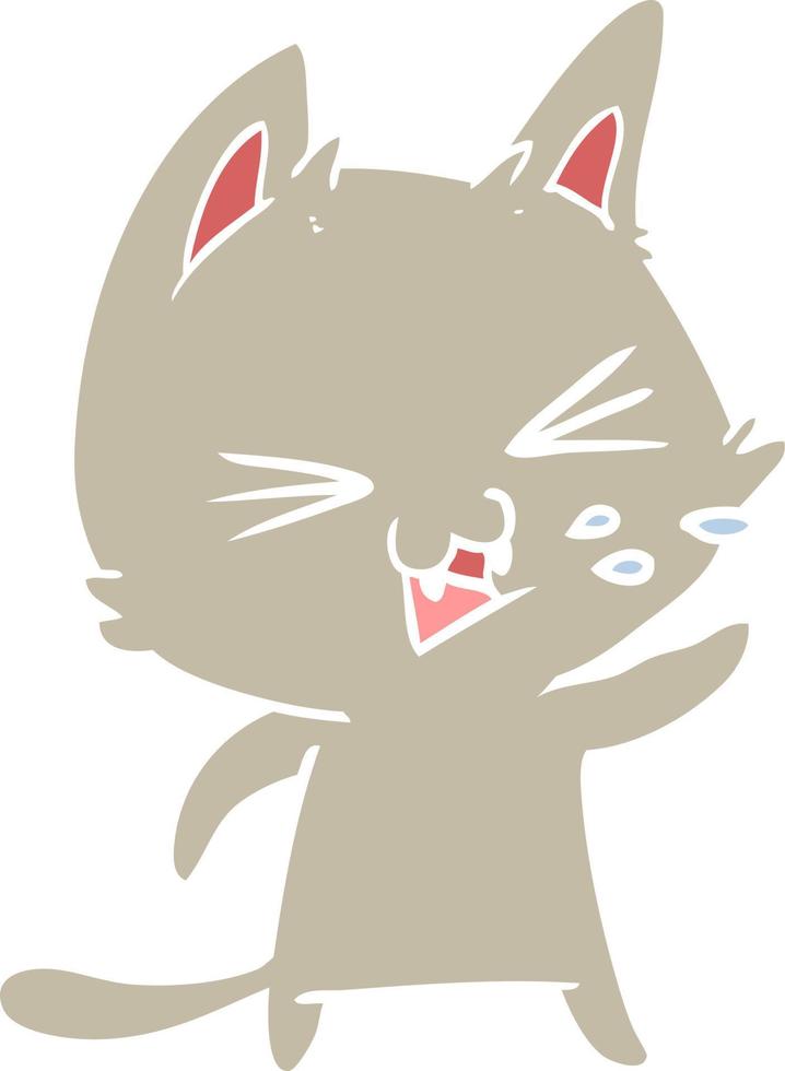 flat color style cartoon cat hissing vector