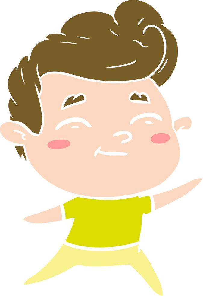 happy flat color style cartoon man vector