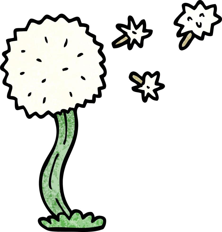 cartoon doodle blowing dandelion vector