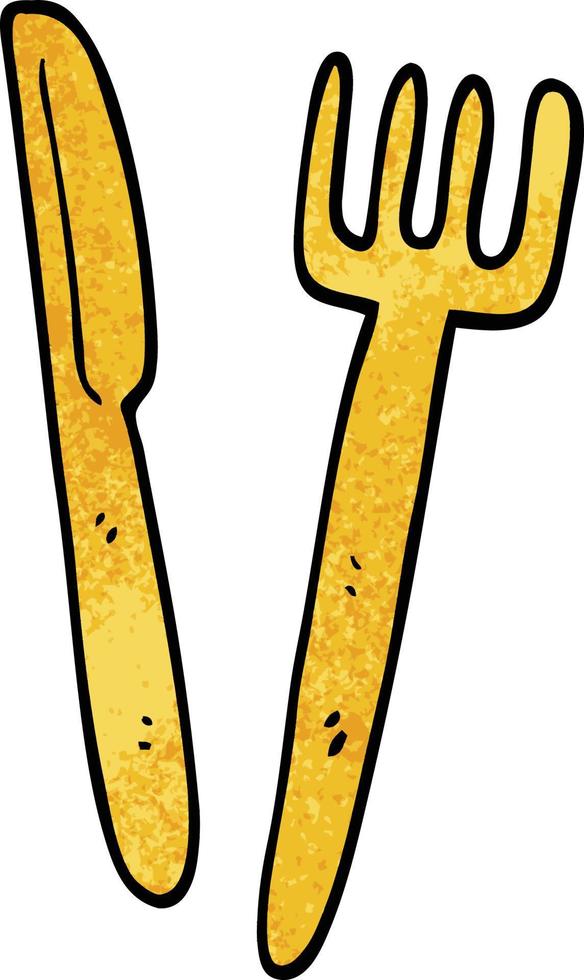 cartoon doodle knife and fork vector