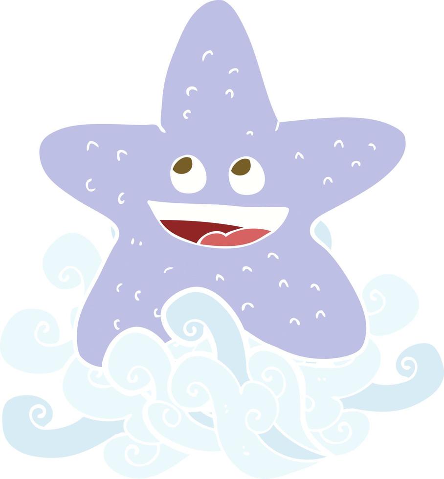 flat color illustration of a cartoon starfish vector