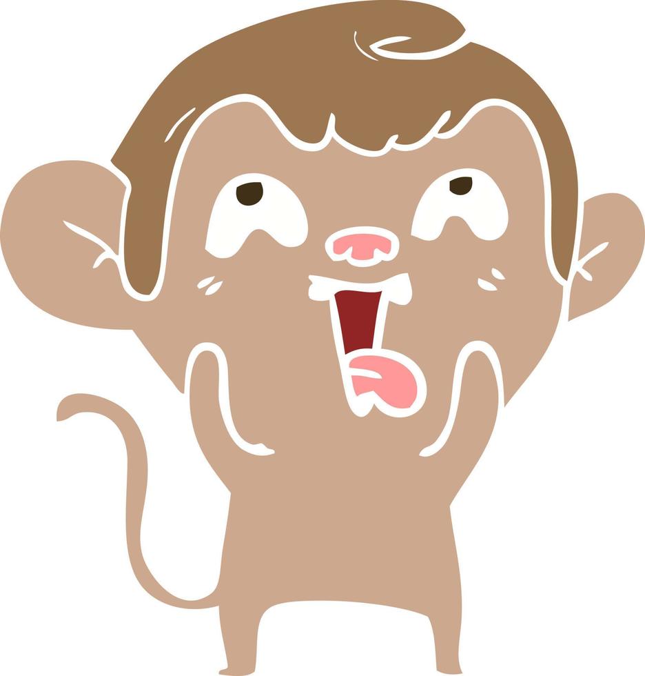 crazy flat color style cartoon monkey vector