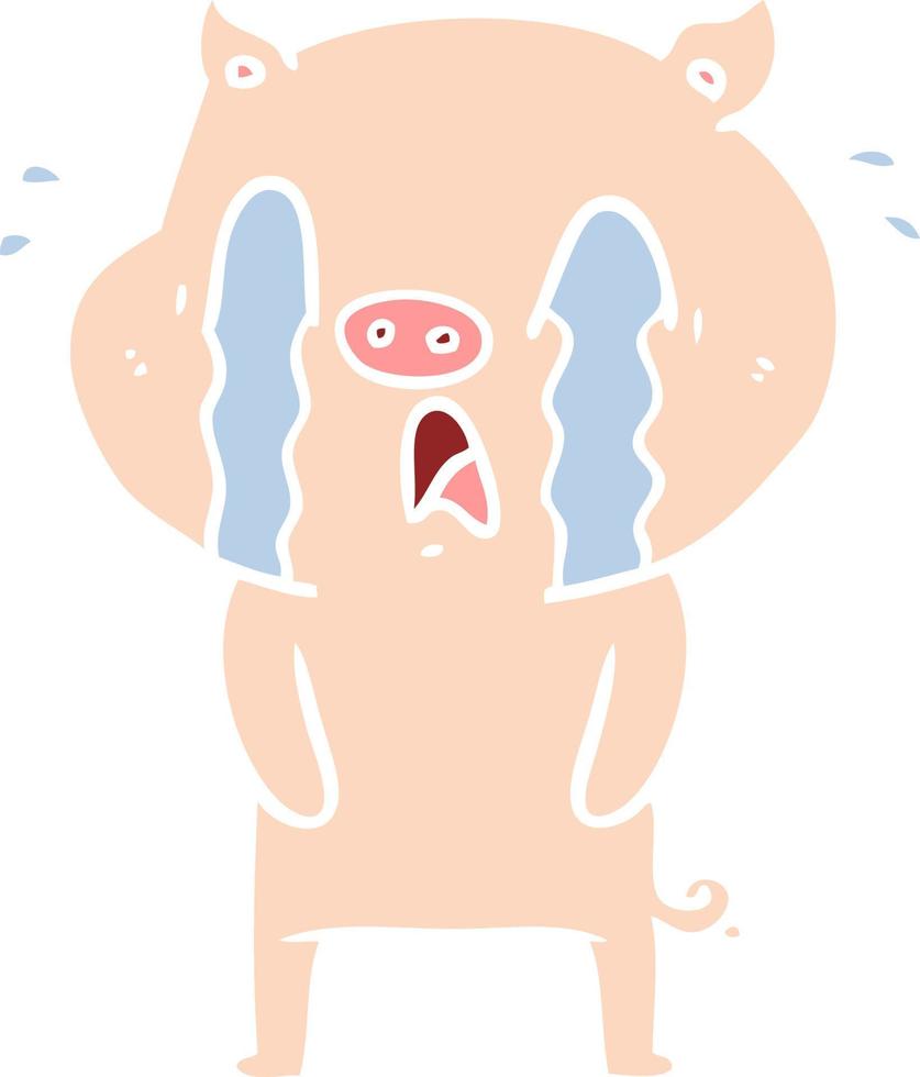 crying pig flat color style cartoon vector