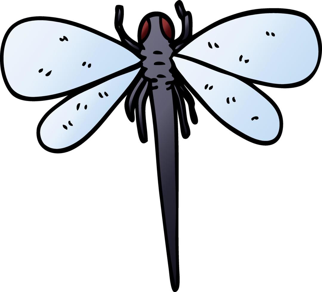 caricatura, garabato, libélula vector