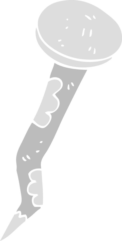 flat color illustration of a cartoon old bent nail vector