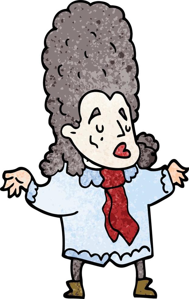cartoon doodle man in wig vector