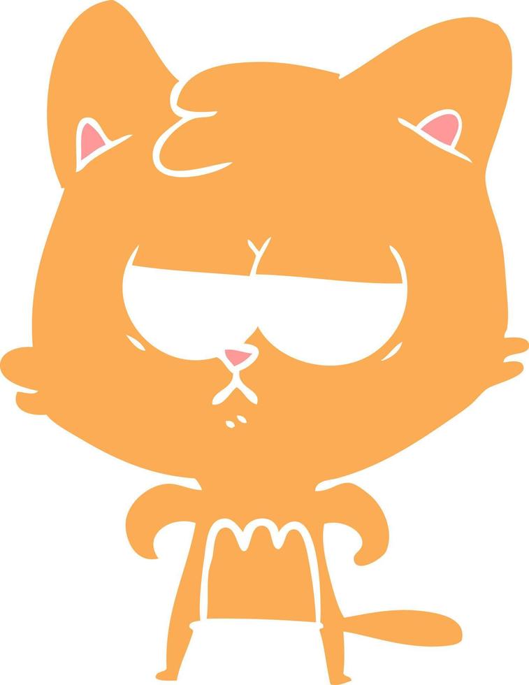 gato de dibujos animados de estilo de color plano aburrido vector