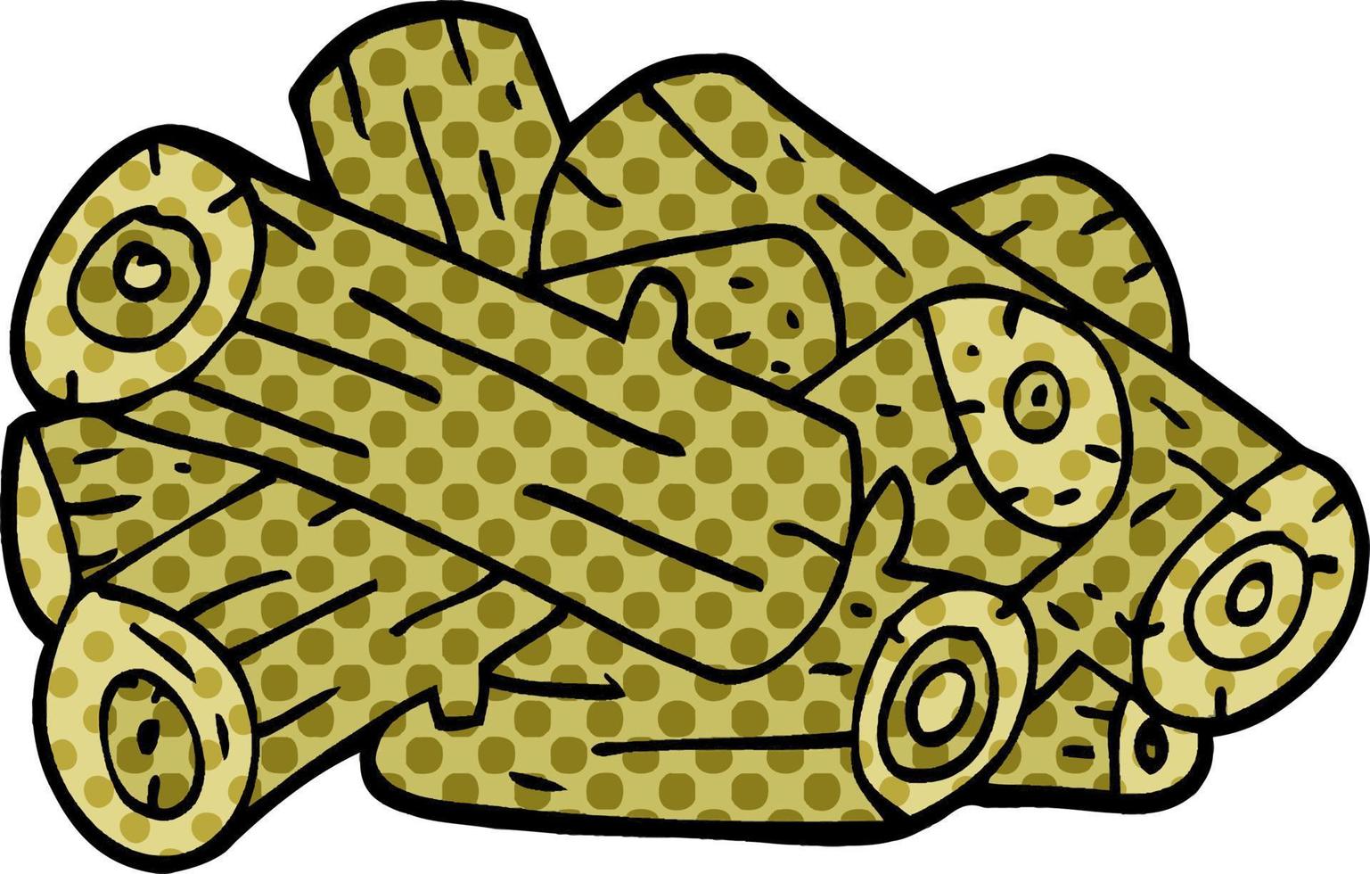 cartoon doodle pile of logs vector