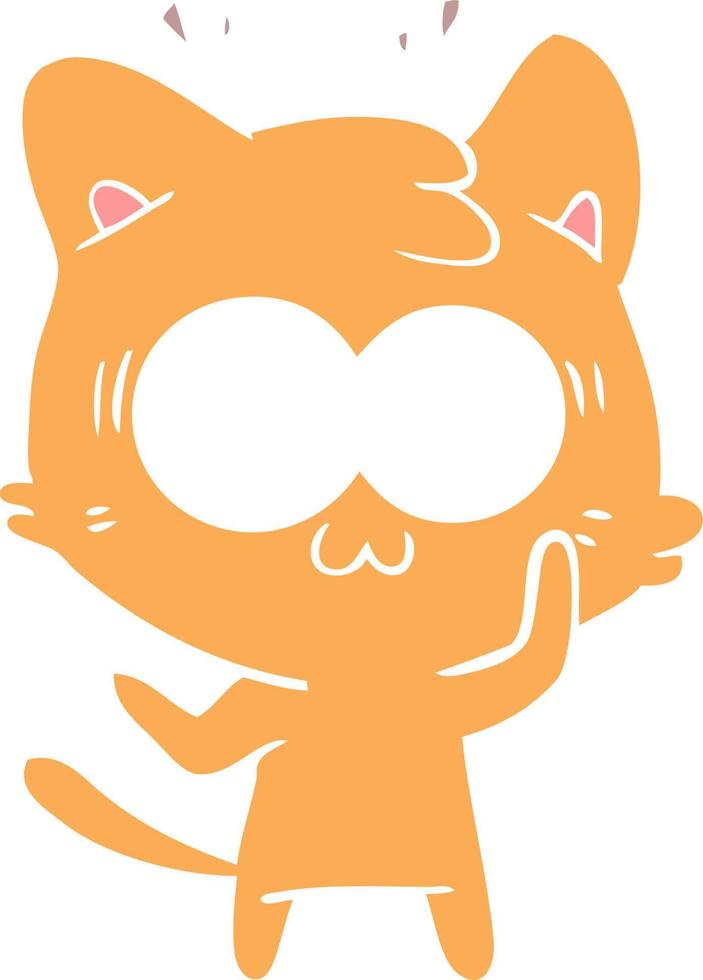 flat color style cartoon surprised cat vector