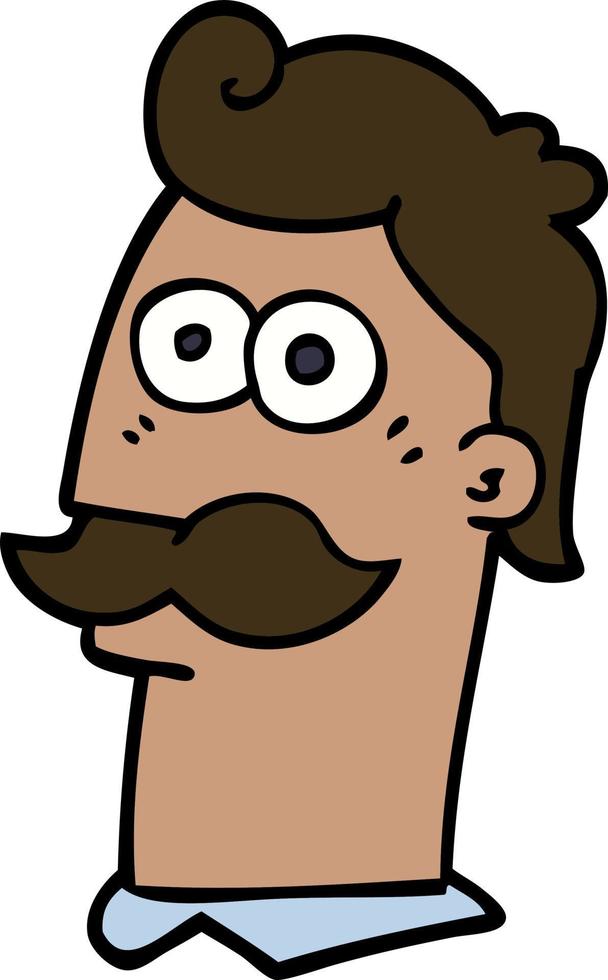 caricatura, garabato, hombre, con, bigote vector