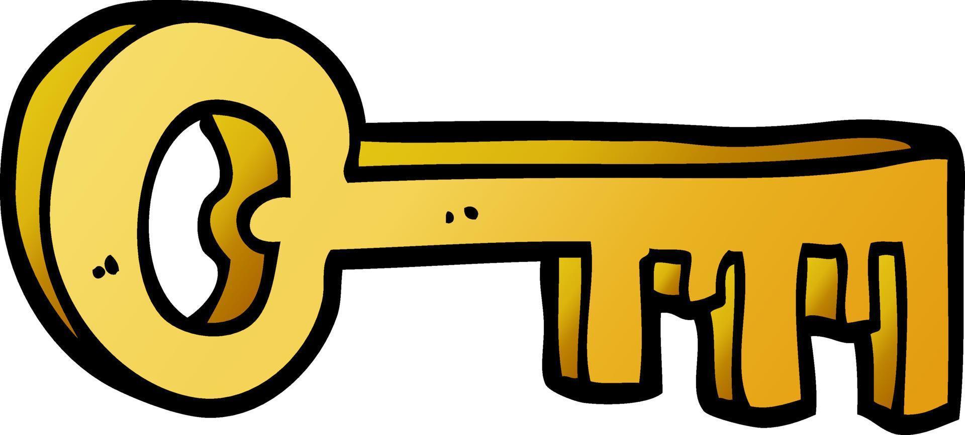 cartoon doodle gold key vector