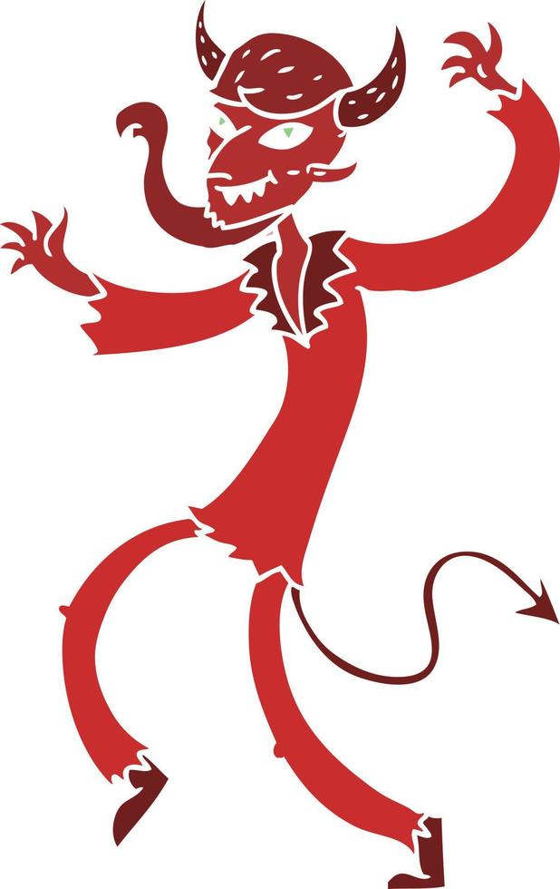 flat color style cartoon dancing devil vector