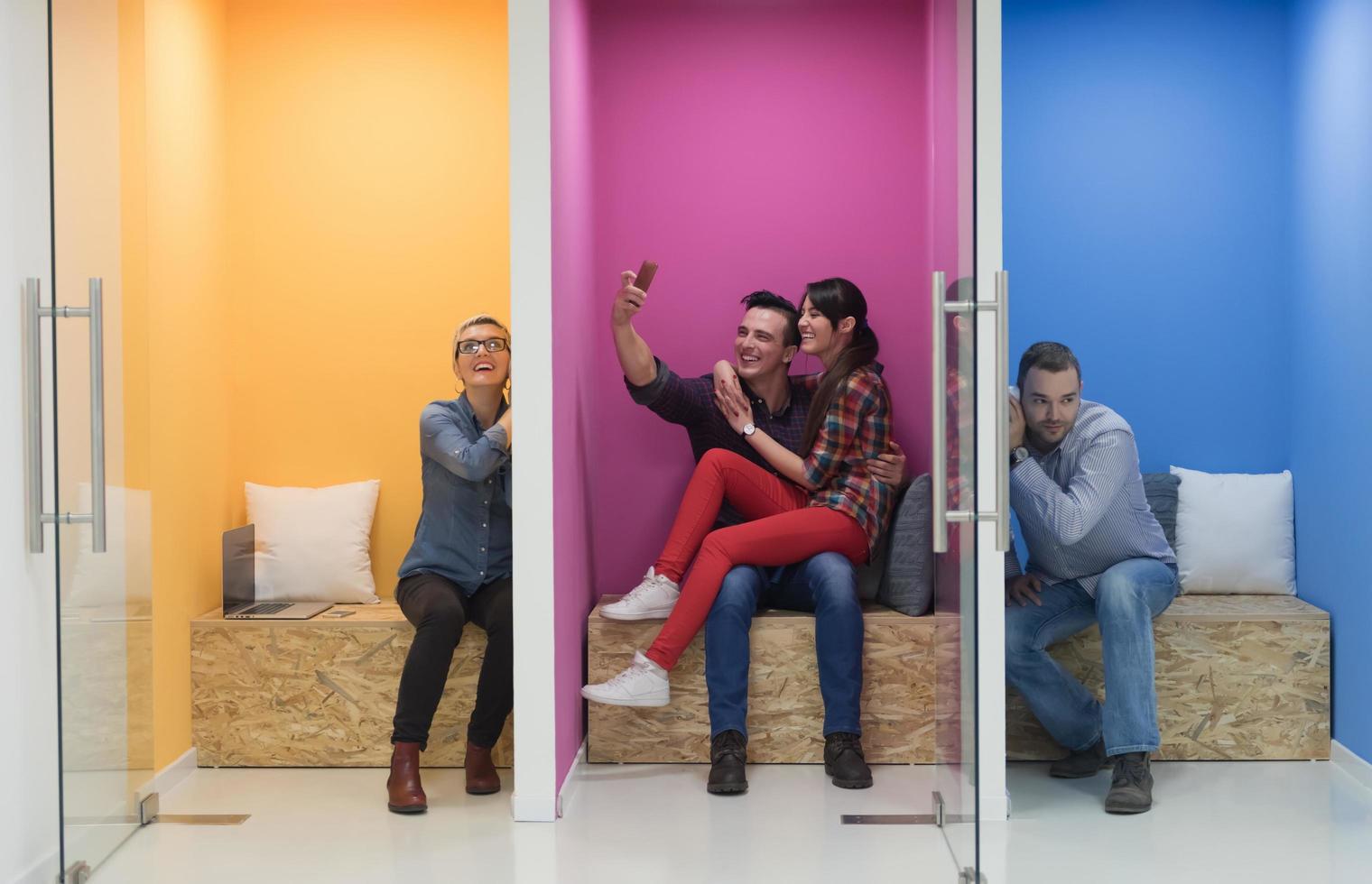 group of business people in creative working  space photo