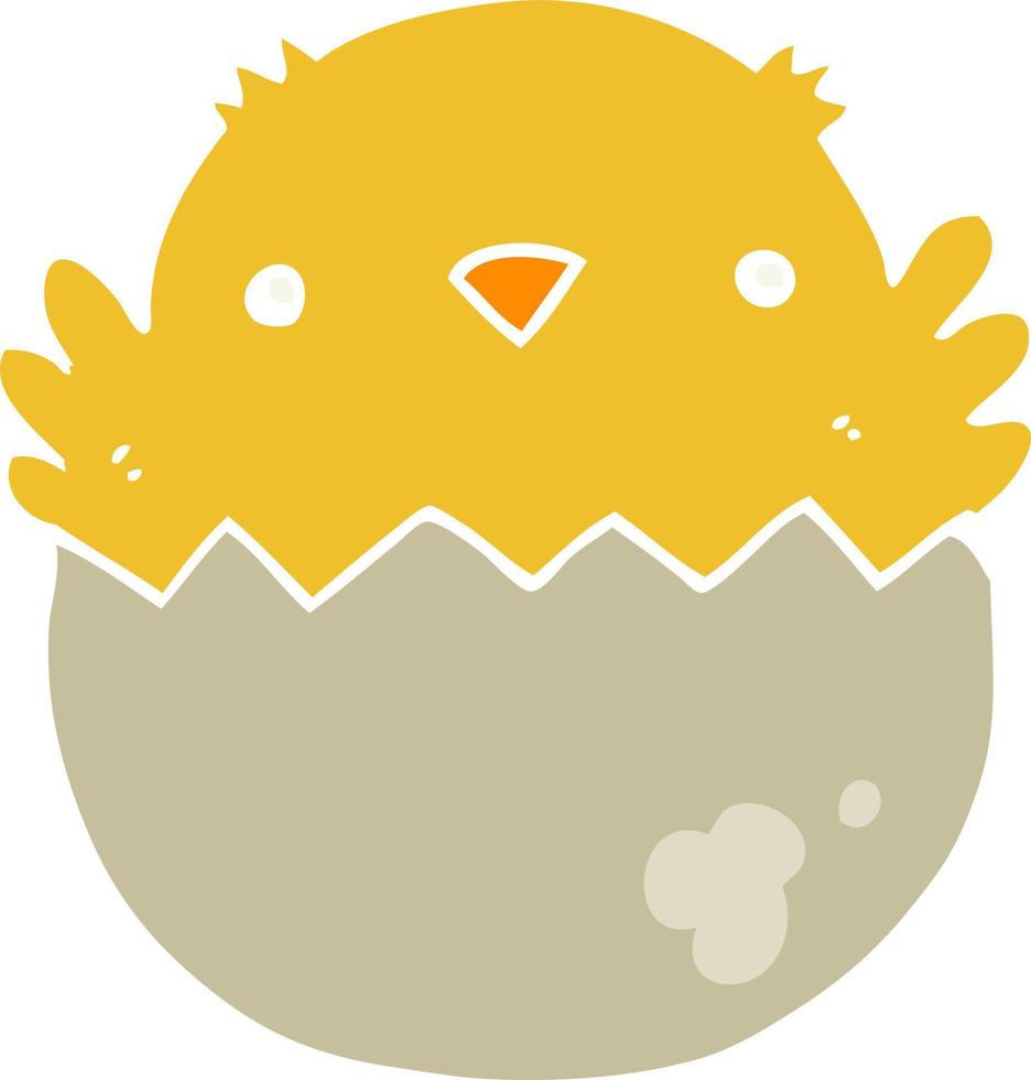 flat color style cartoon chick hatching from egg vector
