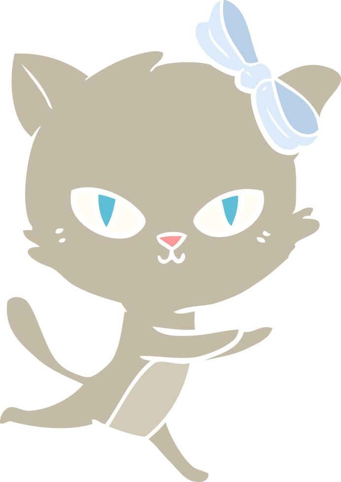 lindo gato de dibujos animados de estilo de color plano corriendo vector