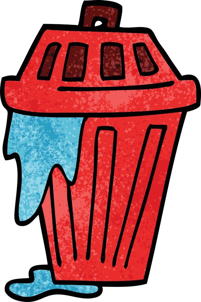cartoon doodle waste bin vector