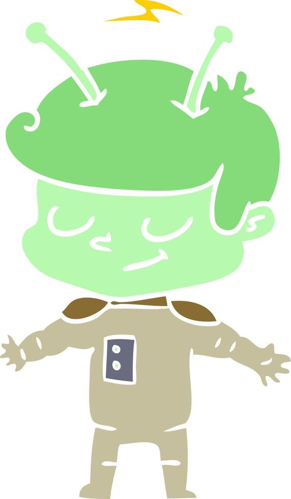 friendly flat color style cartoon spaceman vector