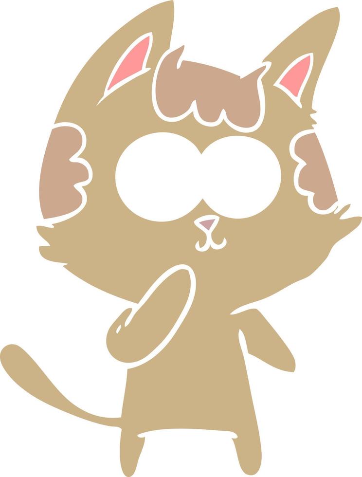 flat color style cartoon cat considering vector