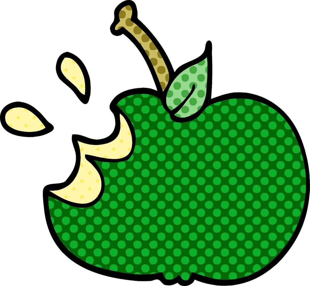 cartoon doodle juicy bitten apple vector