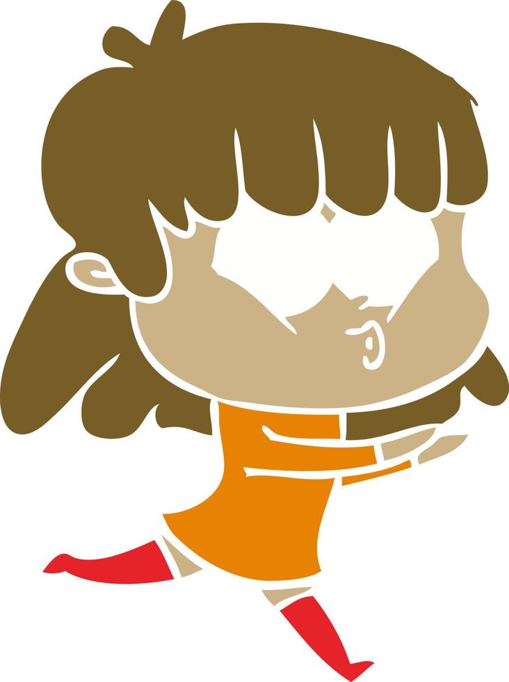 flat color style cartoon whistling girl vector