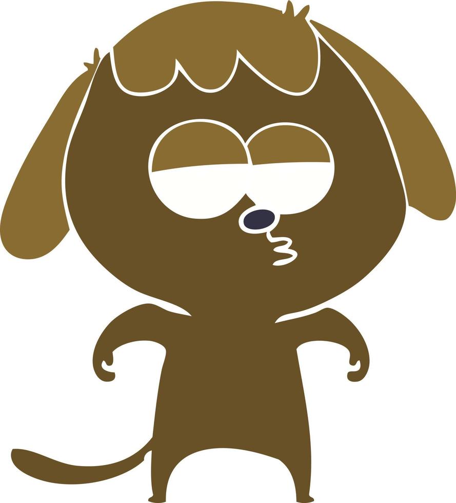 perro aburrido de dibujos animados de estilo de color plano vector