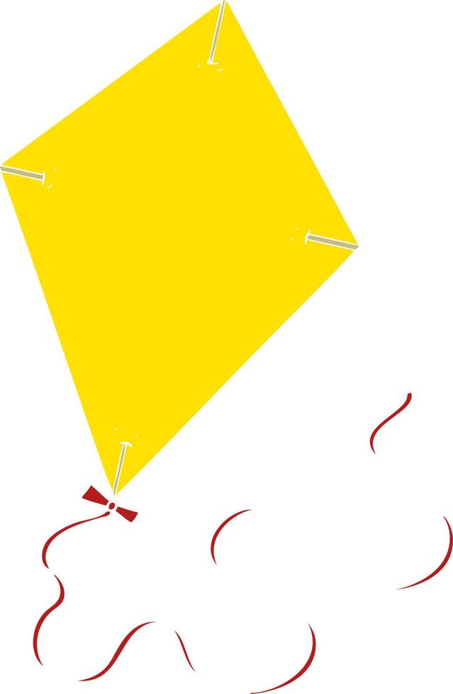 flat color style cartoon flying kite vector