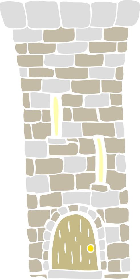 flat color illustration of a cartoon old castle tower vector
