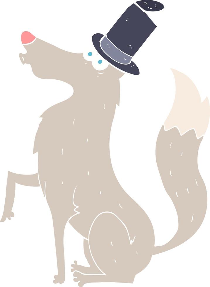 flat color illustration of a cartoon wolf vector