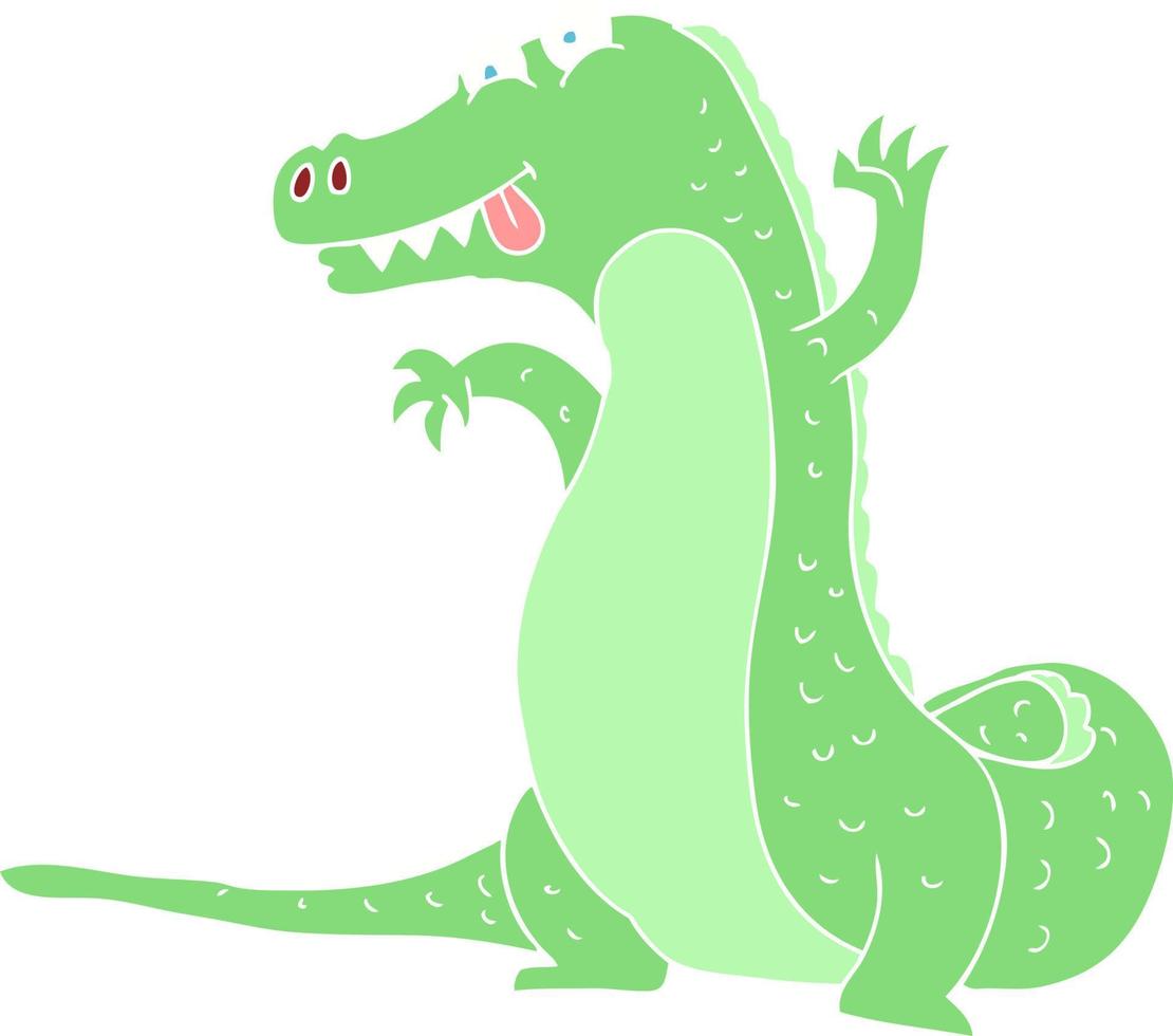 flat color illustration of a cartoon crocodile vector